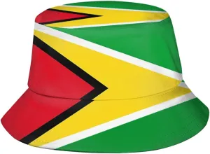 Cute Guyana Flag Print Bucket Hat Summer Travel Fisherman Cap Packable Outdoor Guyanese Cap for Women Men Teens