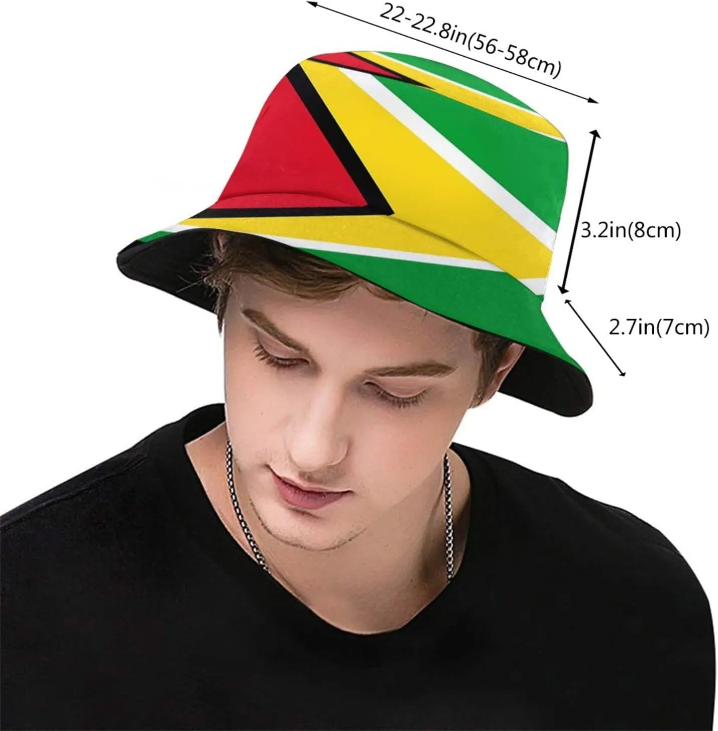 Cute Guyana Flag Print Bucket Hat Summer Travel Fisherman Cap Packable Outdoor Guyanese Cap for Women Men Teens