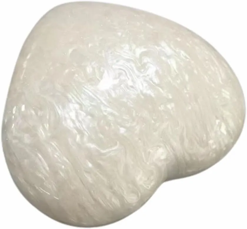 Cute Heart Shape Acrylic Clutch Trendy Pearl Chain Love Heart Handbag Marble Acrylic Evening Bag Chain Purse