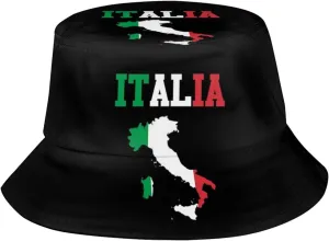 Cute Italy Flag Print Bucket Hat Summer Travel Fisherman Cap Packable Outdoor Italian Cap for Women Men Teens
