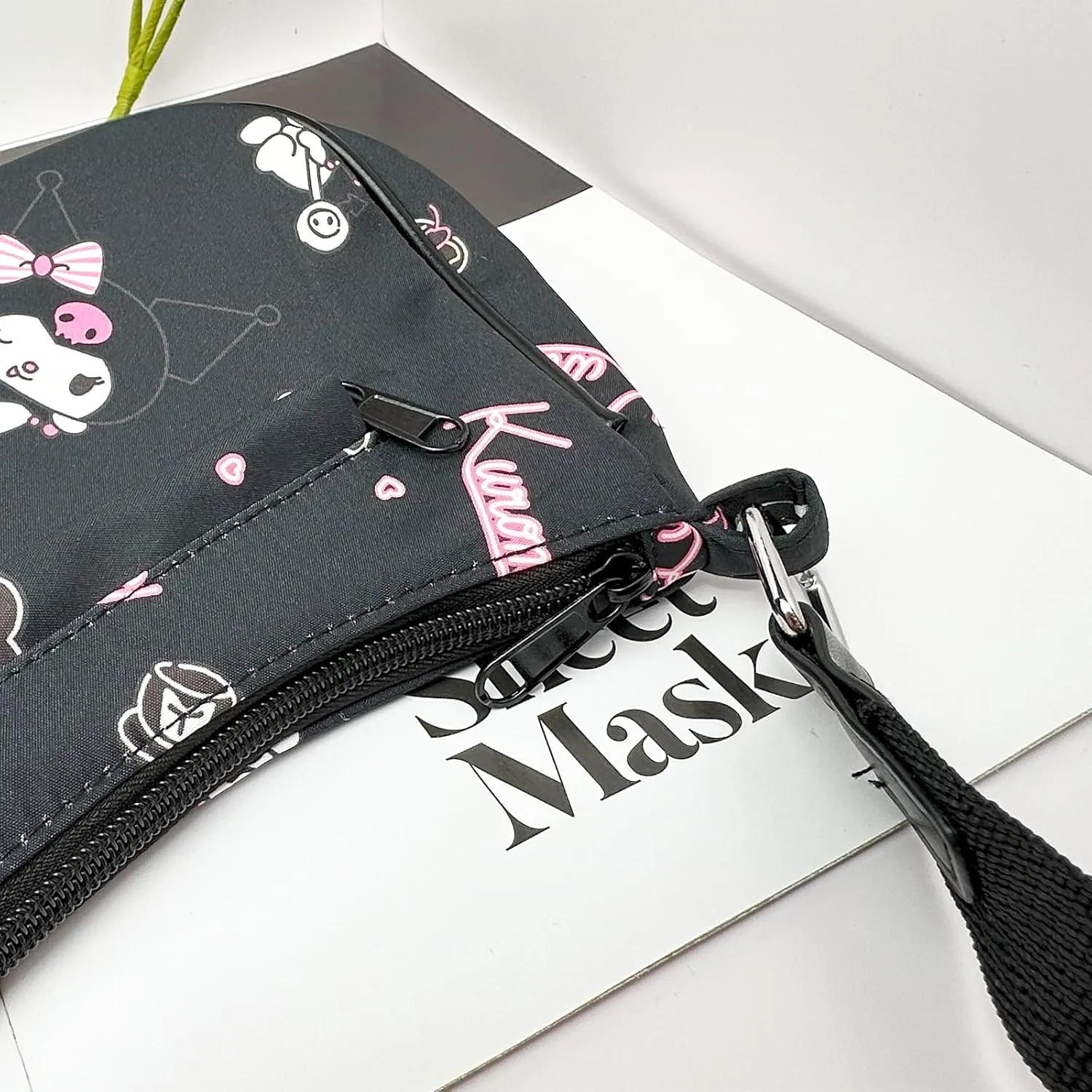 Cute Kitty Friends Shoulder Bags for Women, PU Tote Handbag with Zipper Closure Mini Clutch Shoulder Purse, Underarm Wallet