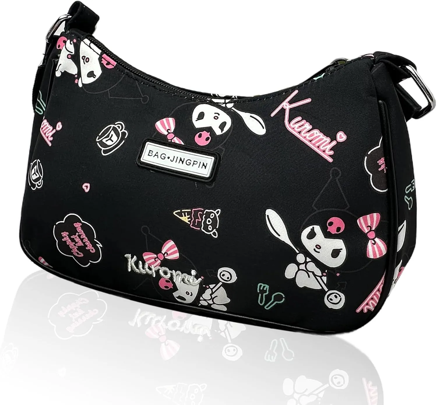 Cute Kitty Friends Shoulder Bags for Women, PU Tote Handbag with Zipper Closure Mini Clutch Shoulder Purse, Underarm Wallet