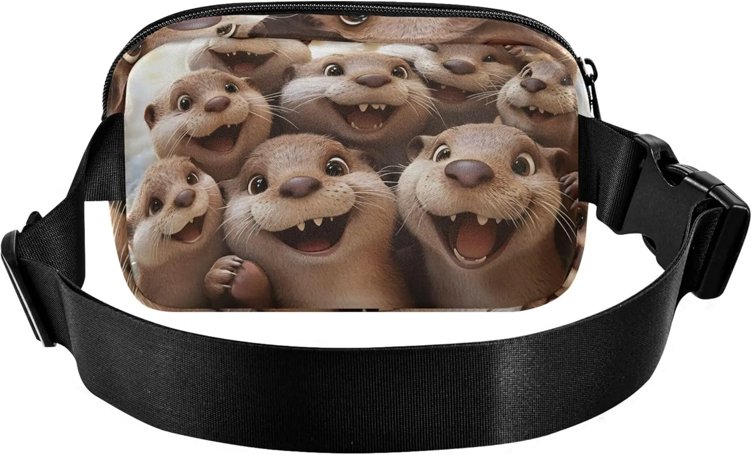 Cute Otters Funny Animal Fanny Packs for Women Hip Bag Belt Purse Waterproof Flower Waist Pouch for Women