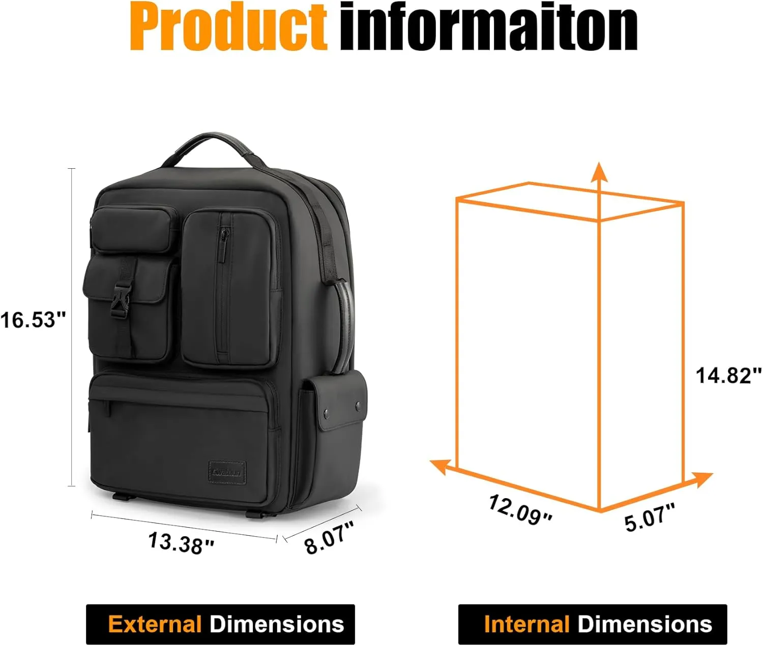 Cwatcun Camera Backpack, DSLR/SLR/Mirrorless Camera Bag for Photographers, Waterproof Leather Coating Camera Case with Tripod Holder&Laptop Compatible with Canon/Nikon/Sony/Fuji