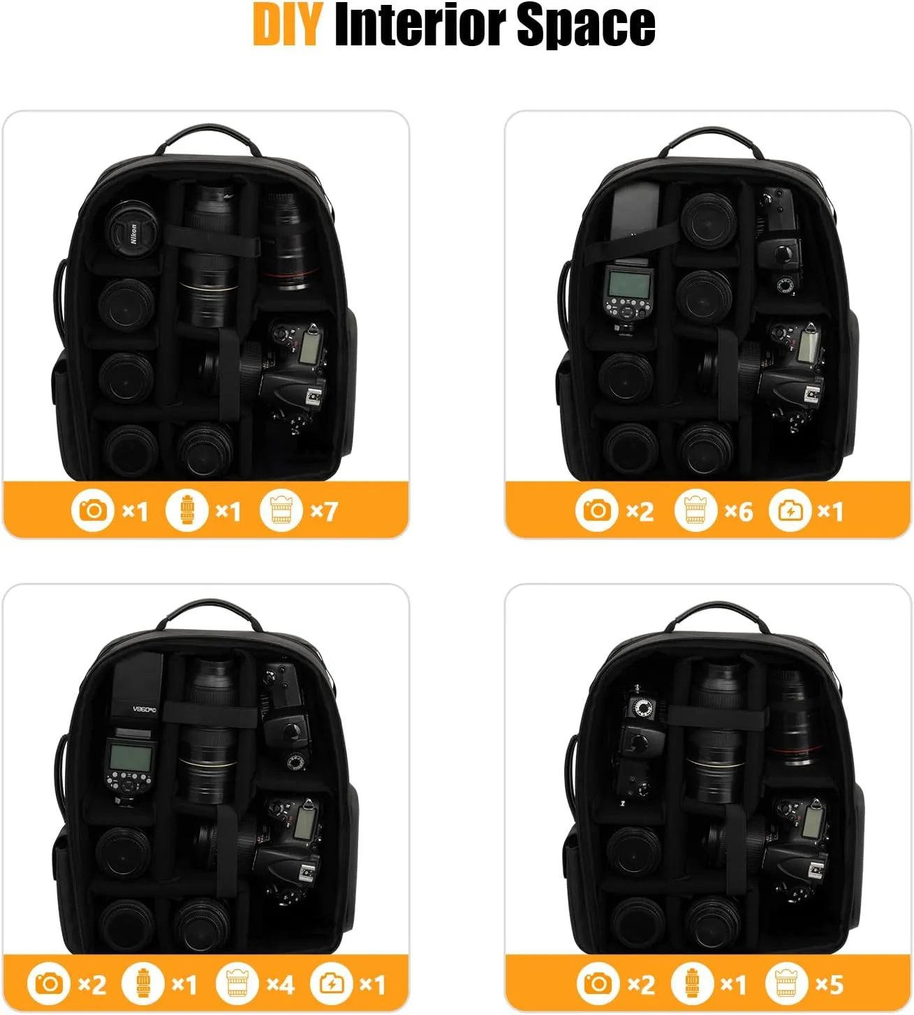 Cwatcun Camera Backpack, DSLR/SLR/Mirrorless Camera Bag for Photographers, Waterproof Leather Coating Camera Case with Tripod Holder&Laptop Compatible with Canon/Nikon/Sony/Fuji