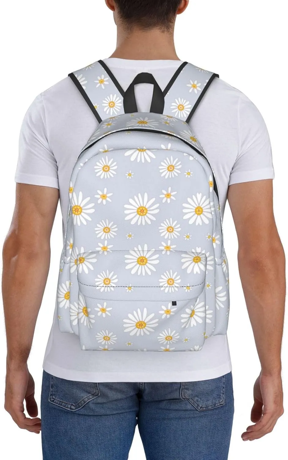 Daisy Flowers Laptop Backpack For Men Women, Lightweight Daypack Bookbag For Daily Commutes Business Travel Hiking