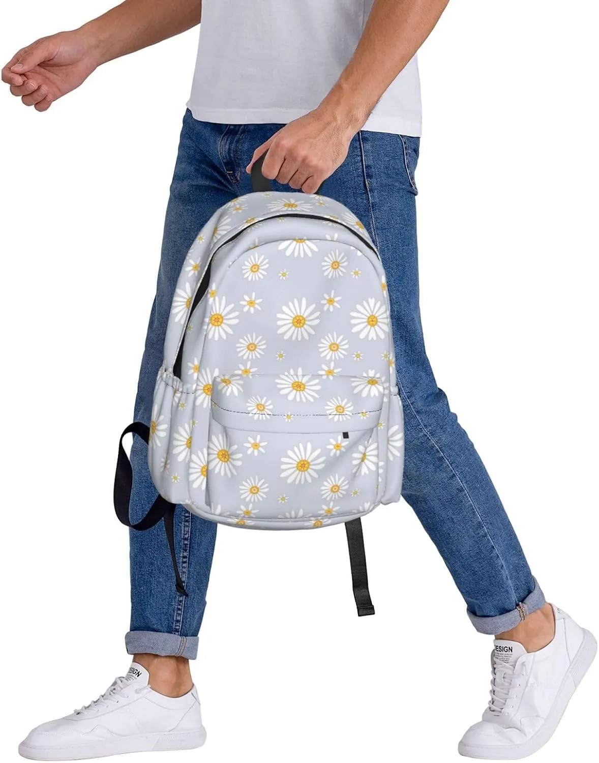 Daisy Flowers Laptop Backpack For Men Women, Lightweight Daypack Bookbag For Daily Commutes Business Travel Hiking