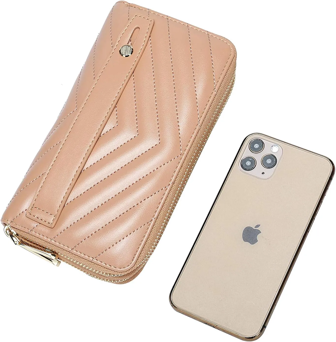 Daisy Rose Dual Zipper Phone Clutch and Wallet for Women - RFID Blocking, PU Vegan Leather Multi-Card Organizer