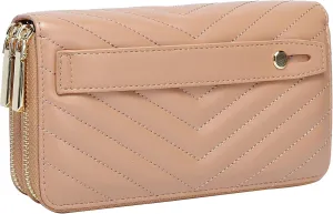 Daisy Rose Dual Zipper Phone Clutch and Wallet for Women - RFID Blocking, PU Vegan Leather Multi-Card Organizer