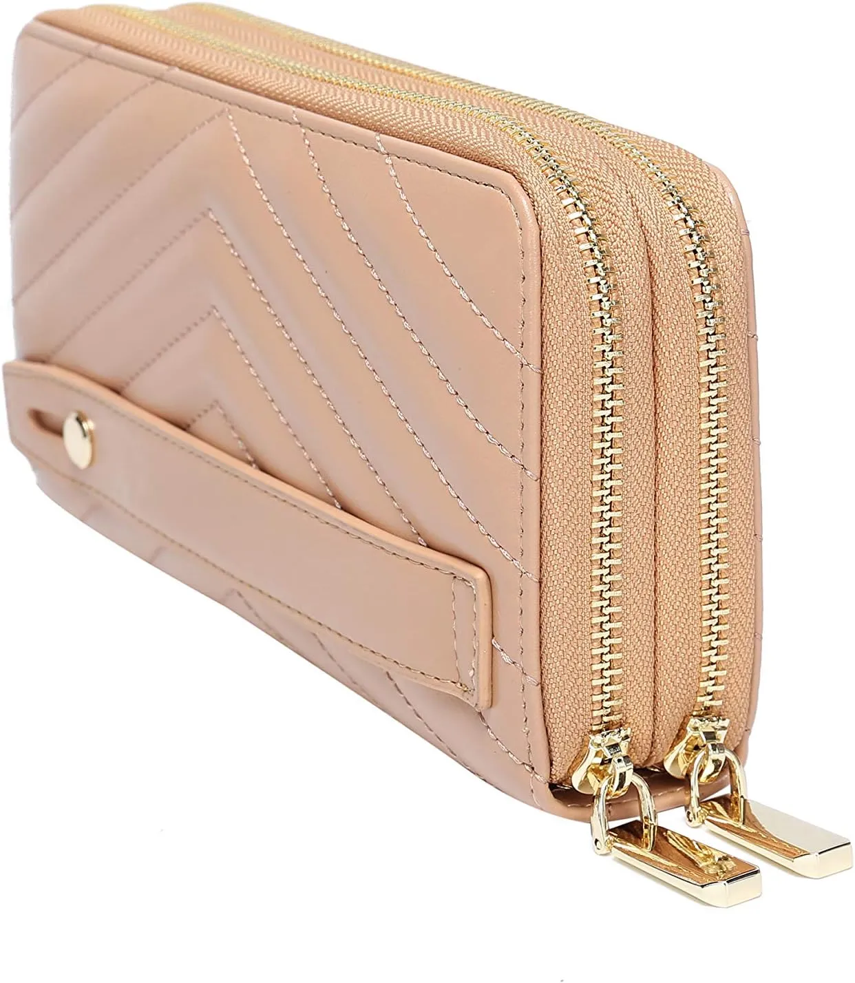 Daisy Rose Dual Zipper Phone Clutch and Wallet for Women - RFID Blocking, PU Vegan Leather Multi-Card Organizer