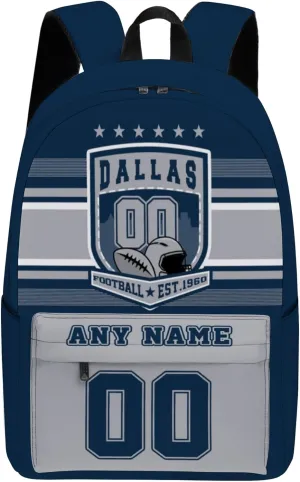 Dallas Backpack Custom Name Number 17Inch Large Capacity Shoulder Travel Bag Personalized Laptop Bag Fans Gift for Boy Girl Men Women