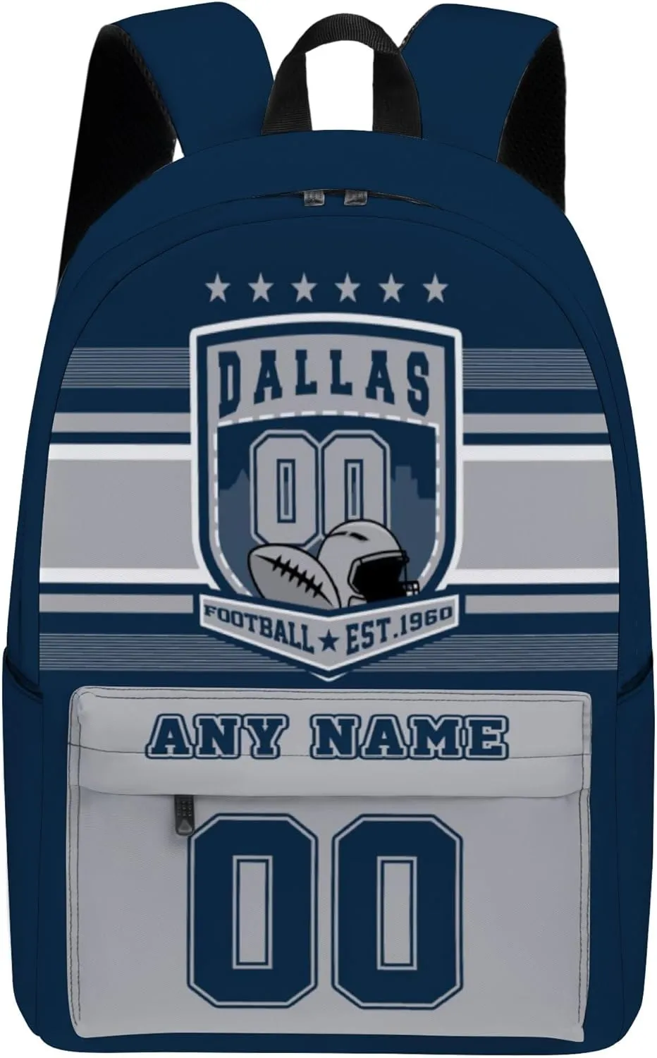 Dallas Backpack Custom Name Number 17Inch Large Capacity Shoulder Travel Bag Personalized Laptop Bag Fans Gift for Boy Girl Men Women