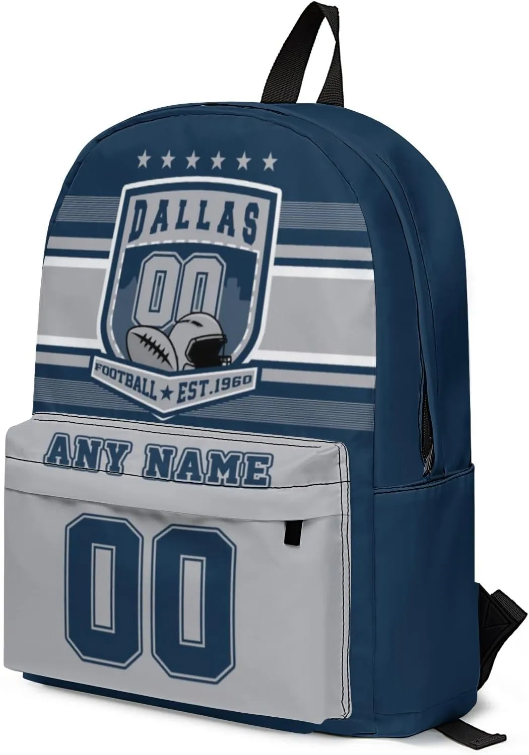 Dallas Backpack Custom Name Number 17Inch Large Capacity Shoulder Travel Bag Personalized Laptop Bag Fans Gift for Boy Girl Men Women