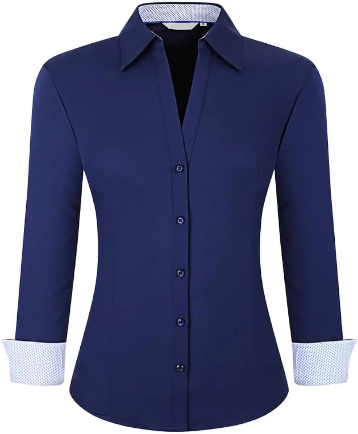 Damipow Womens Dress Shirts Wrinkle Free Button Down Shirt Long Sleeve Blouses for Work Professional