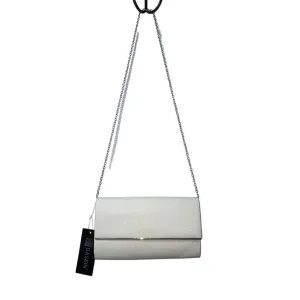 Dasein Women's White Glitter Chain Strap Snap Closure Evening Clutch Sz S - NWT
