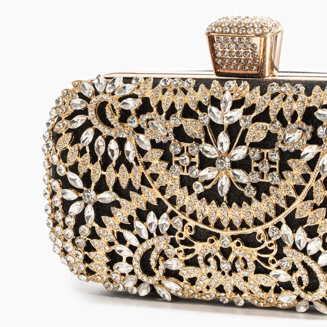 Dazzling Flower Crystal Evening Clutch Bag