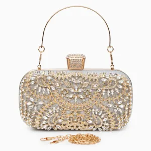 Dazzling Flower Crystal Evening Clutch Bag