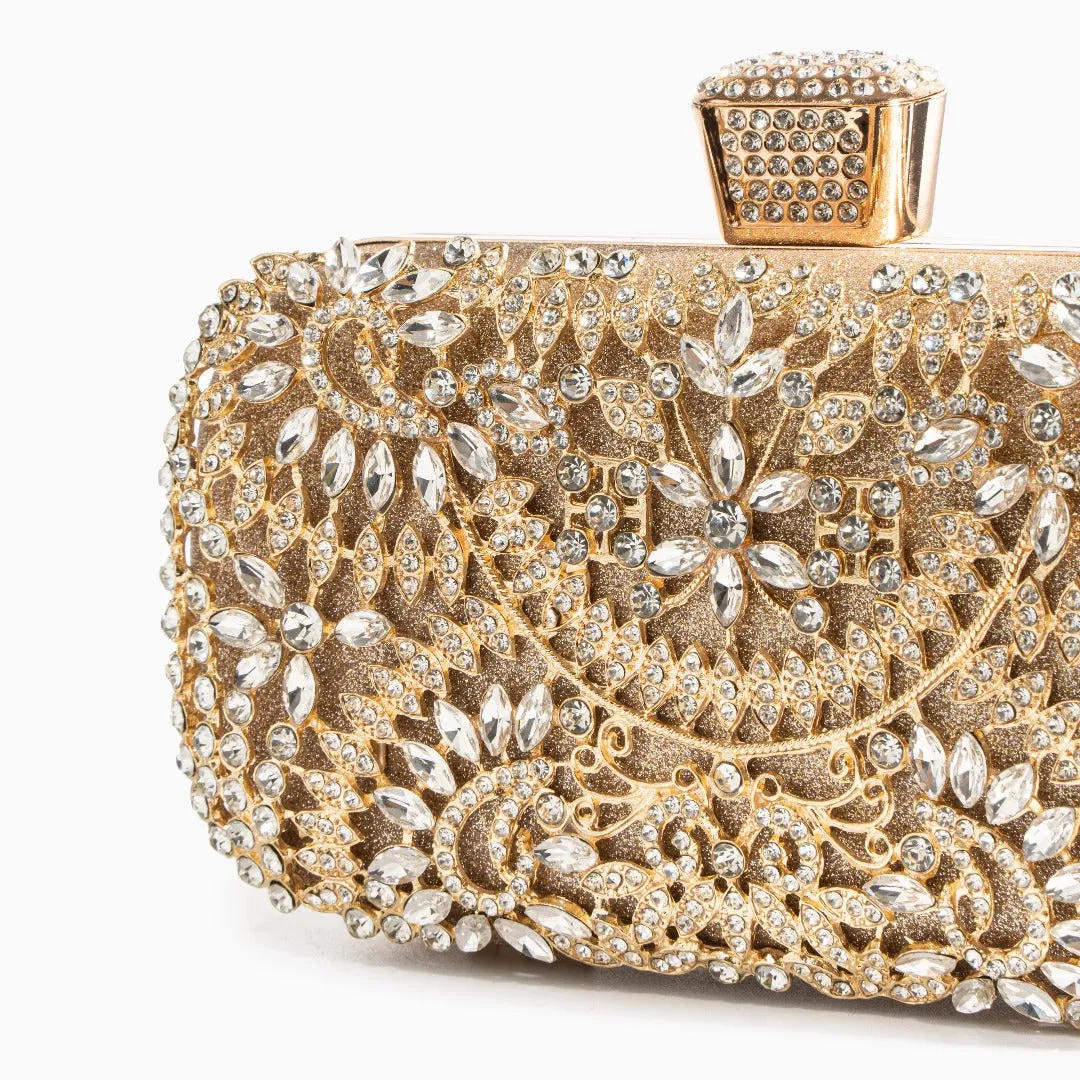 Dazzling Flower Crystal Evening Clutch Bag
