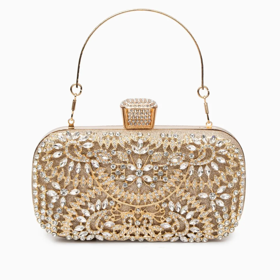 Dazzling Flower Crystal Evening Clutch Bag