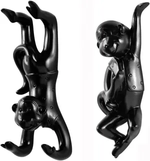 Decorative Monkey Hooks – 5.7 Inch Decorative Resin Hooks Hangers Multiple Hook with Different Pose Wall Hook Decorative Wall Hook Hat Rack Coat Rack Tower Hanger Set of Two