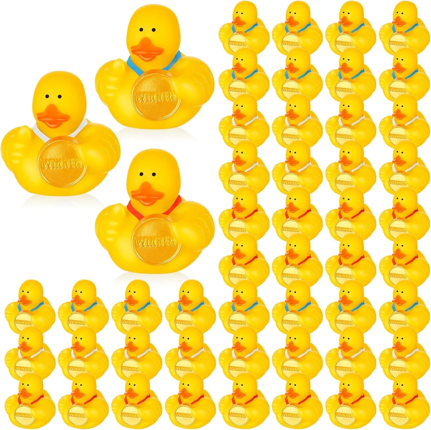 DEEKIN 24 Pcs Award Medal Rubber Ducks 2 Inch Winner Ducks Graduation Party Favors Sports Competition Prize Gifts Decor