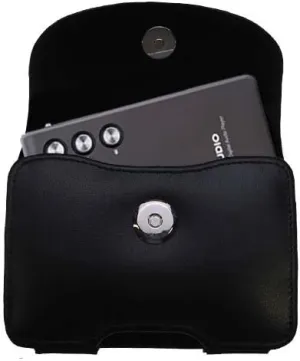 Designer Black Leather Cowon iAudio M3L Belt Carrying Case – Includes Optional Belt Loop and Removable Clip