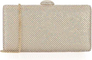 Dexmay Large Rhinestone Purse with Crystal Clasp Evening Clutch Bag Formal Party Handbag