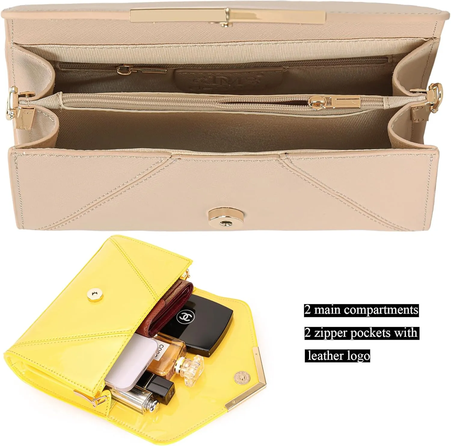 DEXMAY Women Envelope Clutch Faux Saffiano Leather Evening Handbag Foldover Clutch Bag Formal Dressy Purse