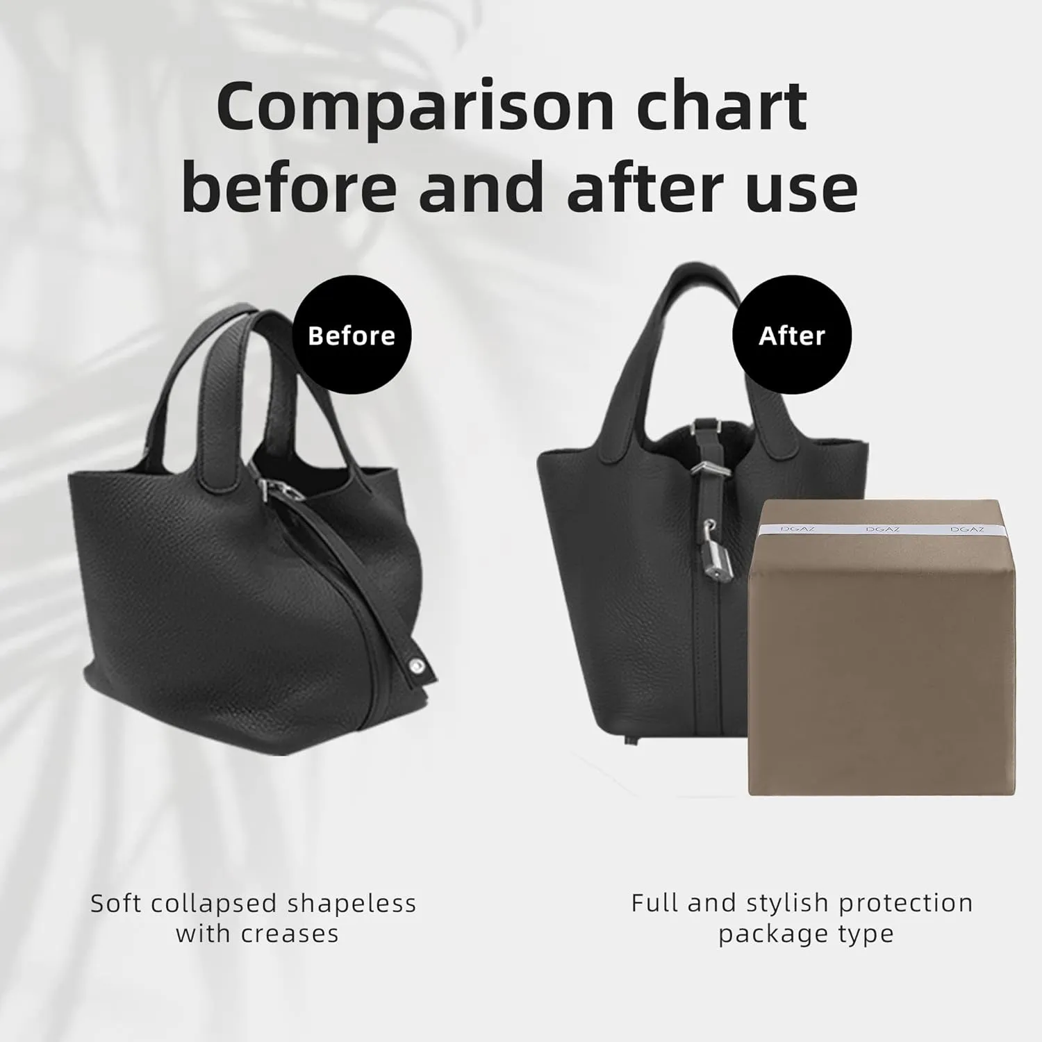 DGAZ Purse Pillow Shaper Insert,Luxury Handbag Tote Shapers, Memory Foam- Fits picotin14/18/22/26/31Bags(Etoupe Grey,PC18)