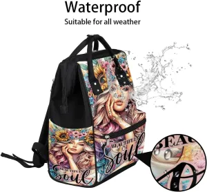Diaper Bag Backpack Flower Mexican Girl Baby Bag for Boys& Girls, Waterproof Mummy Bag, Baby Nappy Changing Bags, Large Capacity Tote Handbags Casual Travel Backpacks for Mom Dad Unisex