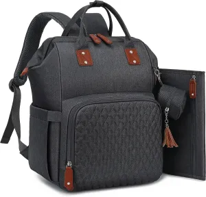 Diaper Bag Backpack for Baby Girl Boy Travel, Unisex Design with Pacifier Case, Theft Pocket, Changing Pad, Baby Shower Gifts for Mom Dad, Grey