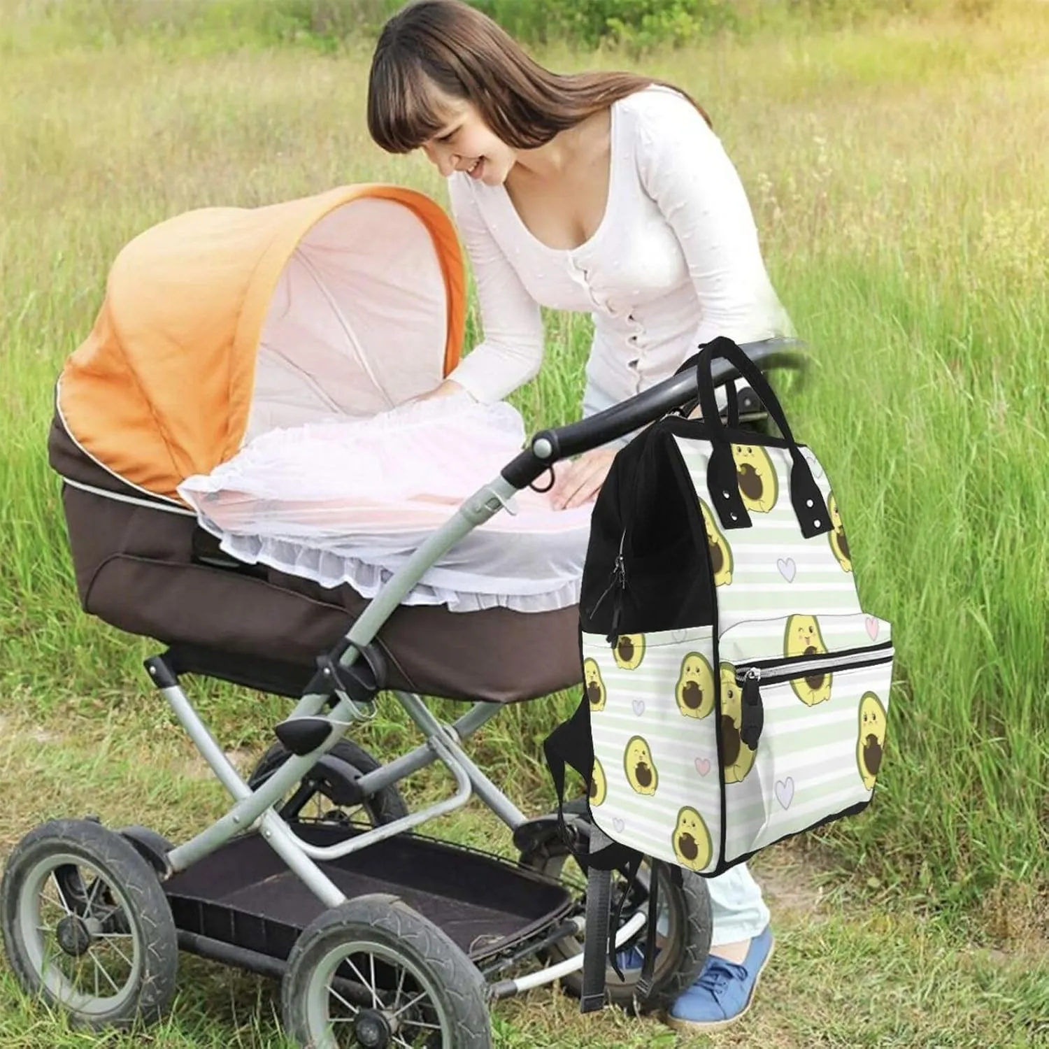 Diaper Bag Backpack For Women, Avocado Of A Hear Waterproof Multifunction Travel Pack Maternity Baby Changing Bags, Nappy Baby Bags With Multi-Function For Baby