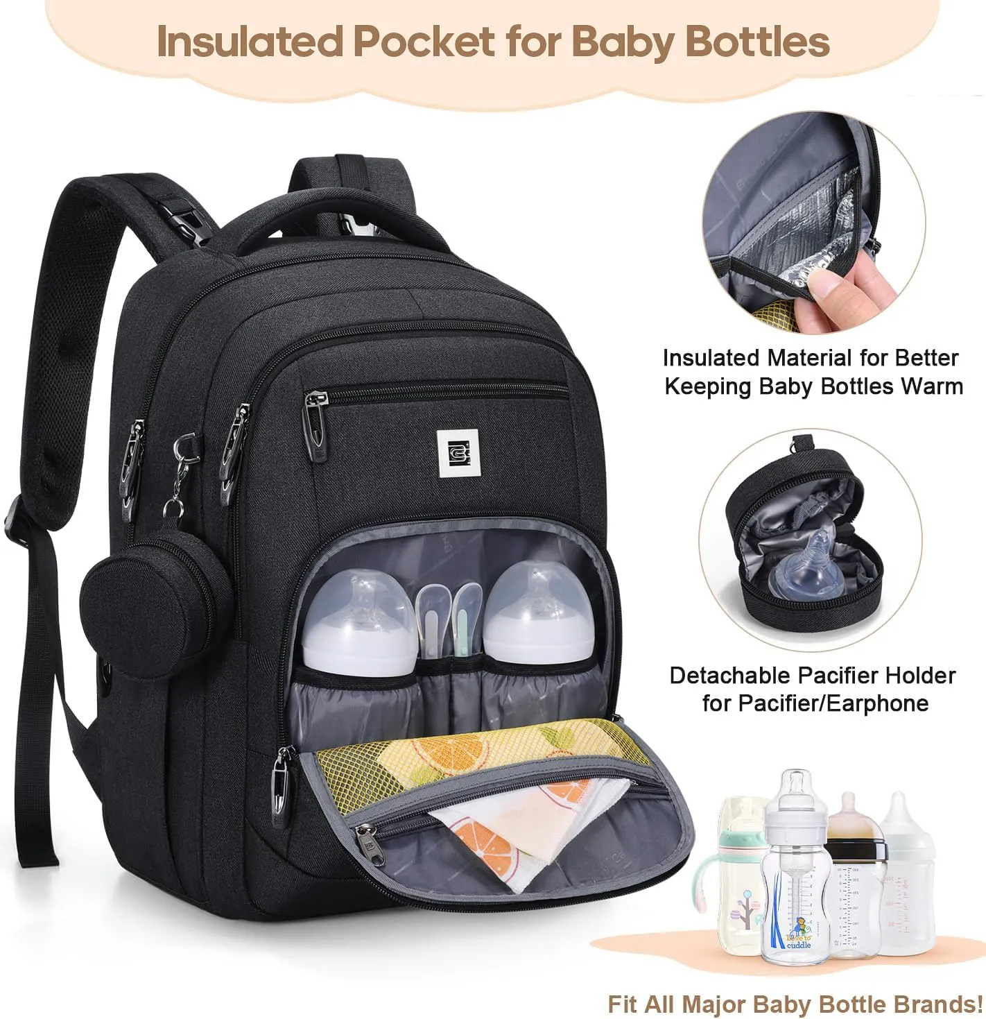 Diaper Bag Backpack, Multi function Baby Bag with Portable Changing Pad, Pacifier Holder,Waterproof Diaper Bags with USB Charging Port,Baby Essentials Perfect Baby Shower Gifts for Mom, Dad, Newborn