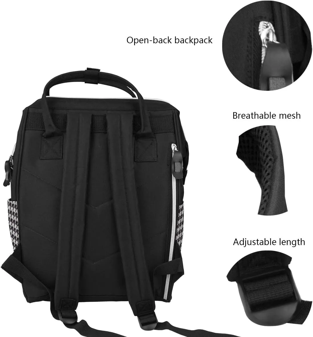 Diaper Bag Backpack Multifunction Maternity Baby Changing Bags Large Baby Bag Travel Back Houndstooth Pack
