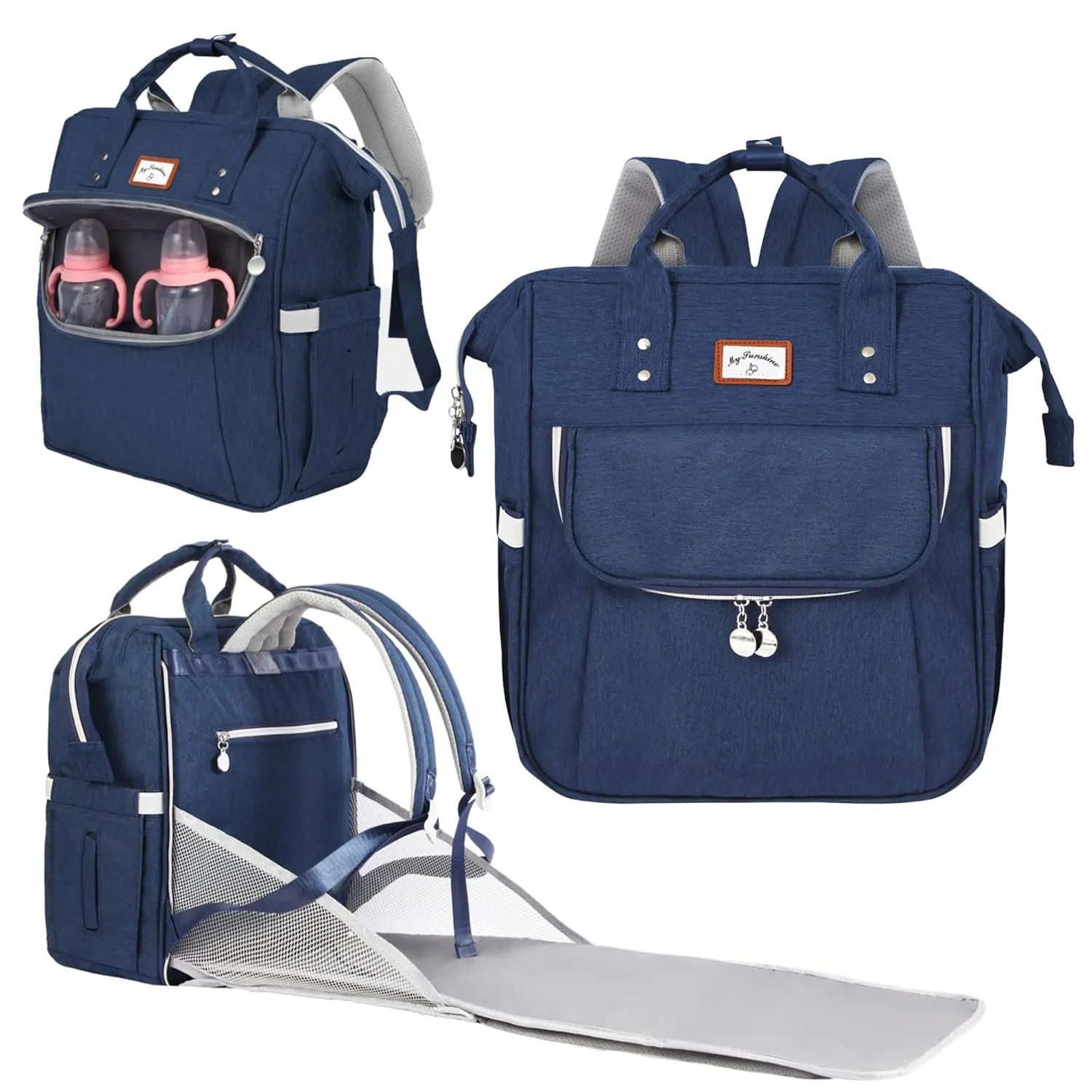 Diaper Bag Backpack, with Diaper Changing Station Backpack, Folding Pads Are Easy to Use, Lightweight Large Capacity Backpack, Travel Essentials Diaper Bag (Blue)