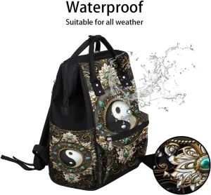 Diaper Bag Backpack Yin Yang Tai Chi Art Baby Bag for Boys& Girls, Waterproof Mummy Bag, Baby Nappy Changing Bags, Large Capacity Tote Handbags Casual Travel Backpacks for Mom Dad Unisex