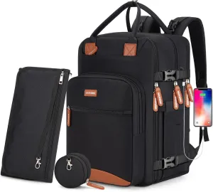 Diaper Bag Backpack,BAGPARKK Multi function Baby Bag with Portable Changing Pad, Pacifier Holder,Waterproof Diaper Bags with USB Charging Port,Anti-Theft Travel Backpack for Mom, Dad, Newborn (Black)