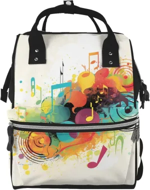 Diaper Bag Nappy Backpack Baby Bag Abstract Music Themed Mummy Backpack Multifunction Changing Bags for Travel, Abstract Music Themed, One Size