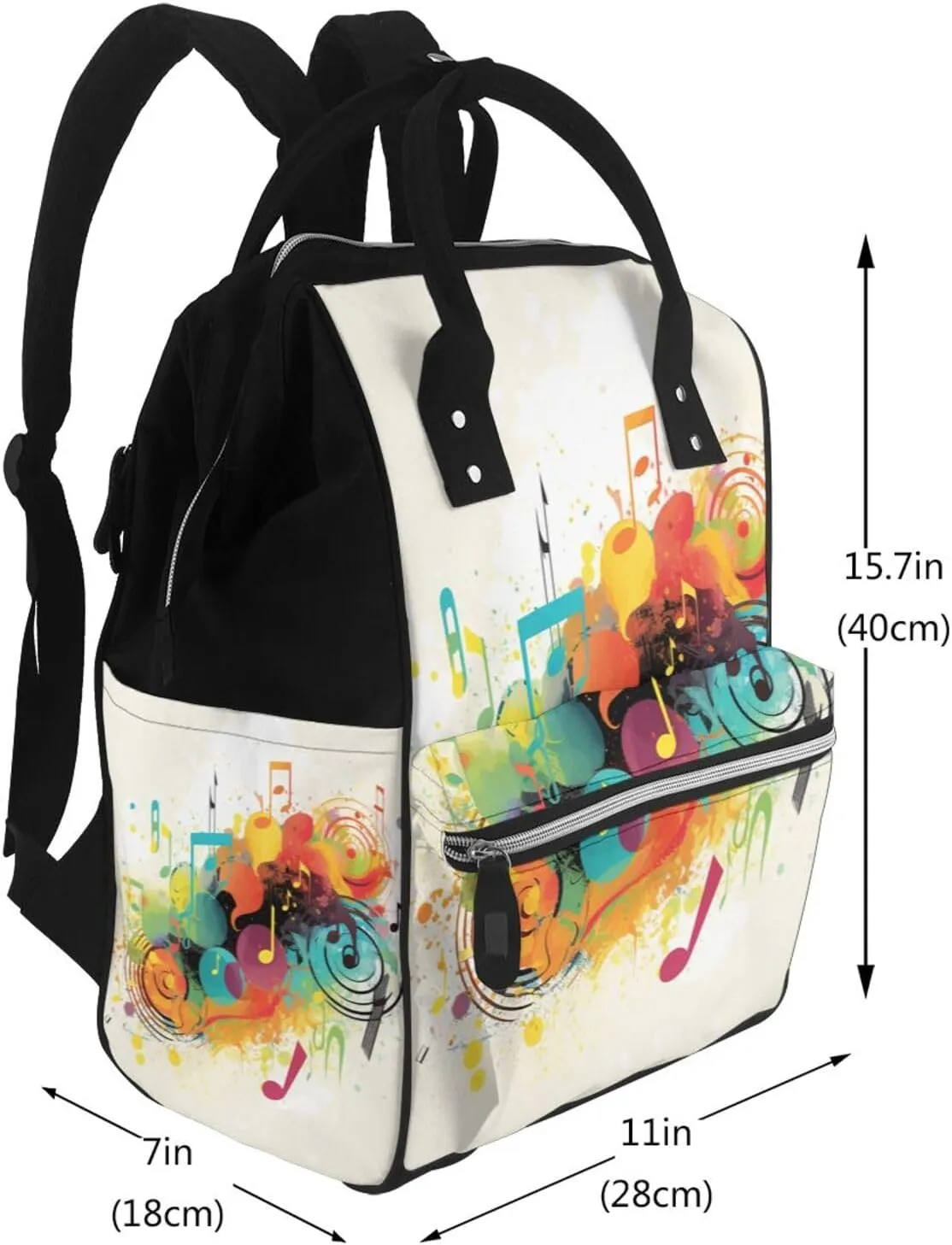 Diaper Bag Nappy Backpack Baby Bag Abstract Music Themed Mummy Backpack Multifunction Changing Bags for Travel, Abstract Music Themed, One Size