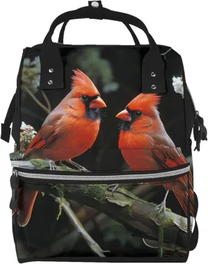 Diaper Bag Nappy Backpack Baby Bag Abstract Music Themed Mummy Backpack Multifunction Changing Bags for Travel, Cardinals Birds Fauna Wild, One Size