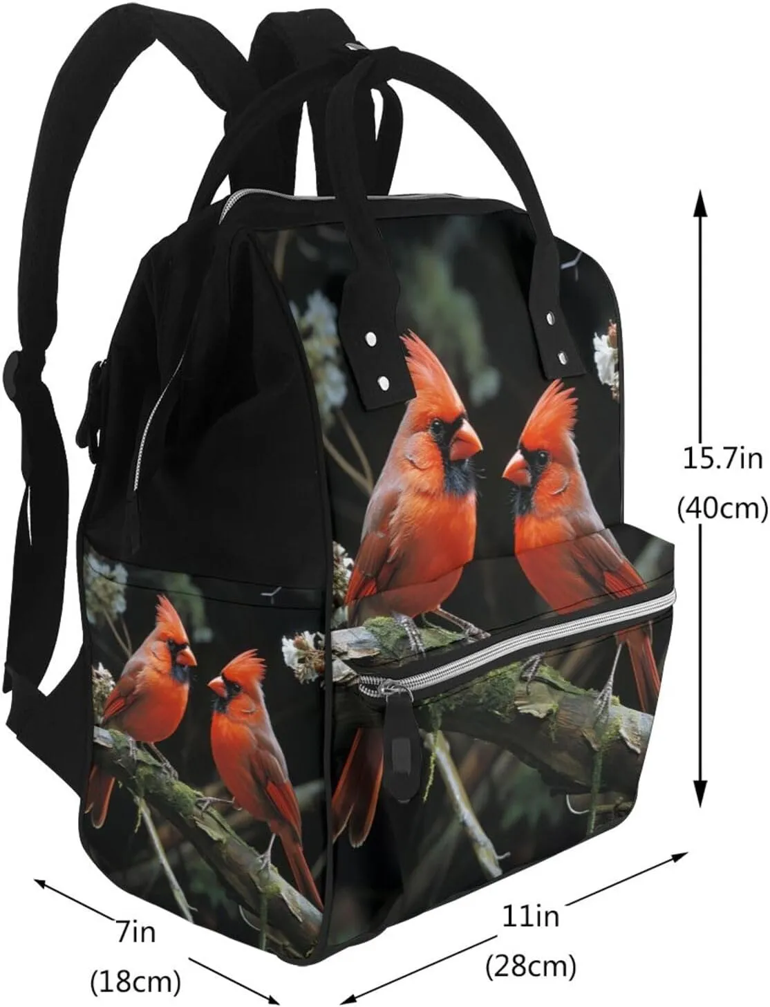 Diaper Bag Nappy Backpack Baby Bag Abstract Music Themed Mummy Backpack Multifunction Changing Bags for Travel, Cardinals Birds Fauna Wild, One Size
