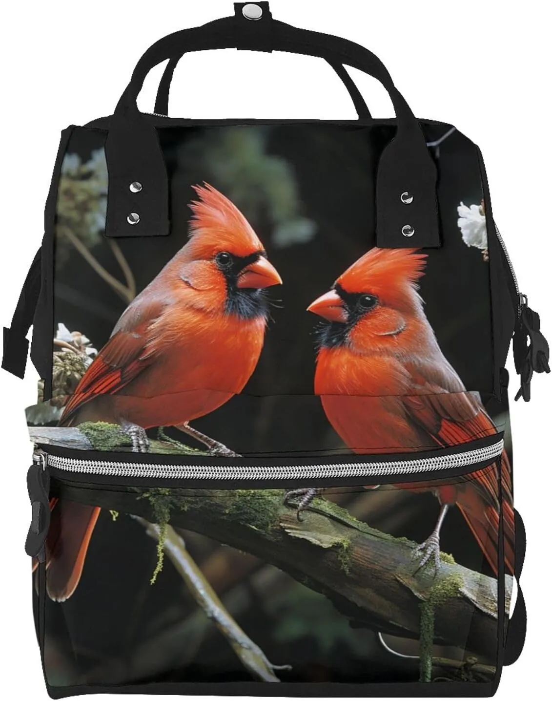 Diaper Bag Nappy Backpack Baby Bag Abstract Music Themed Mummy Backpack Multifunction Changing Bags for Travel, Cardinals Birds Fauna Wild, One Size