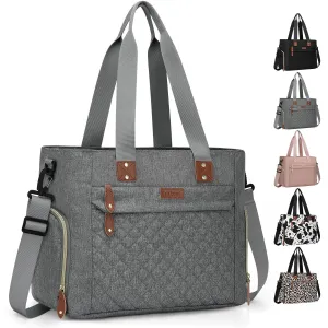 Diaper Bag Tote for Working Mom, Large Travel Diaper Tote for Mom and Dad with 15 Inch Laptop Sleeve, Mommy Maternity Travel Baby Bag for Boys and Girls, Grey