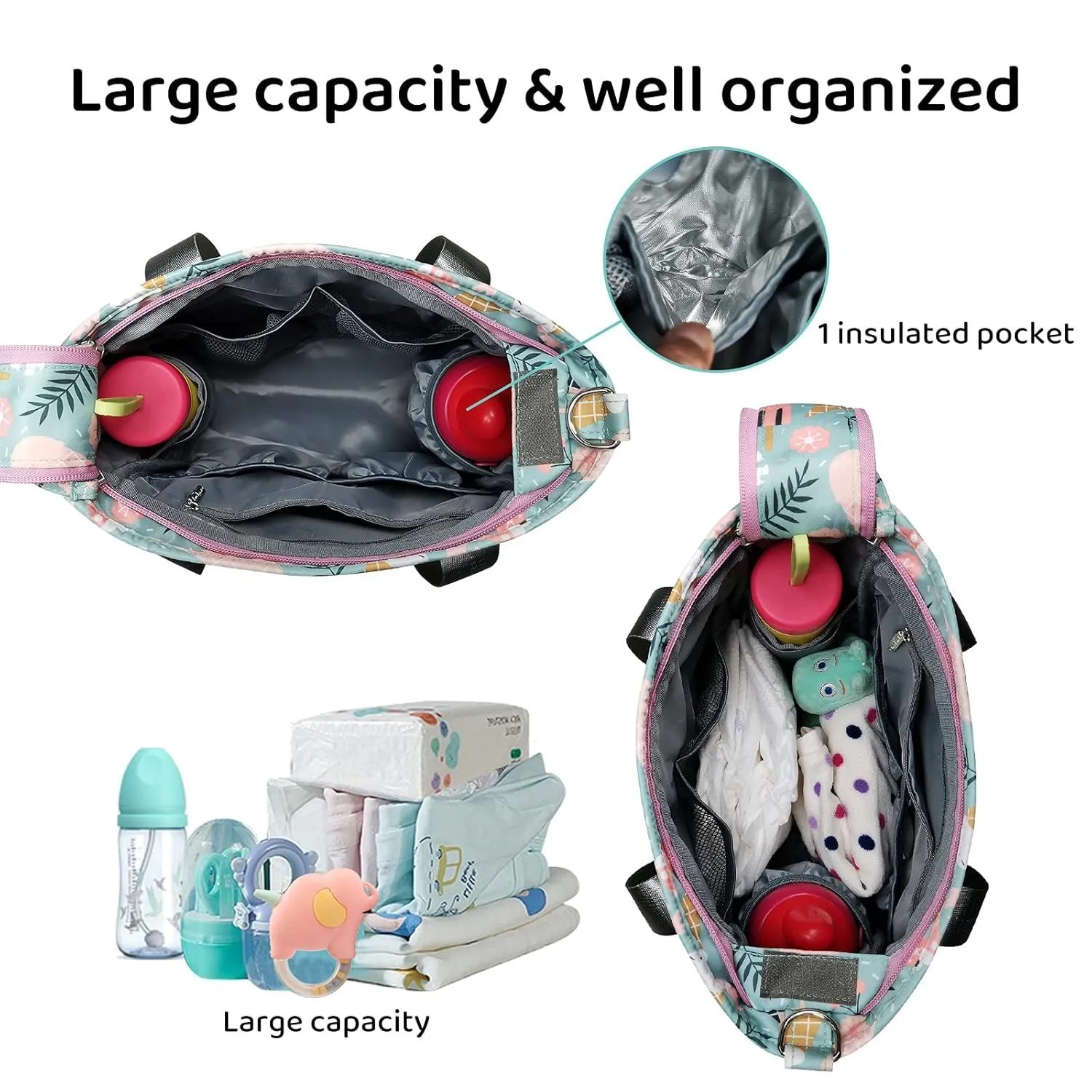 Diaper Bag Tote Satchel Waterproof Messenger Diaper Bags for Mom and Dad Multifunction Large Travel Tote Bags (Cartoon Dessert)