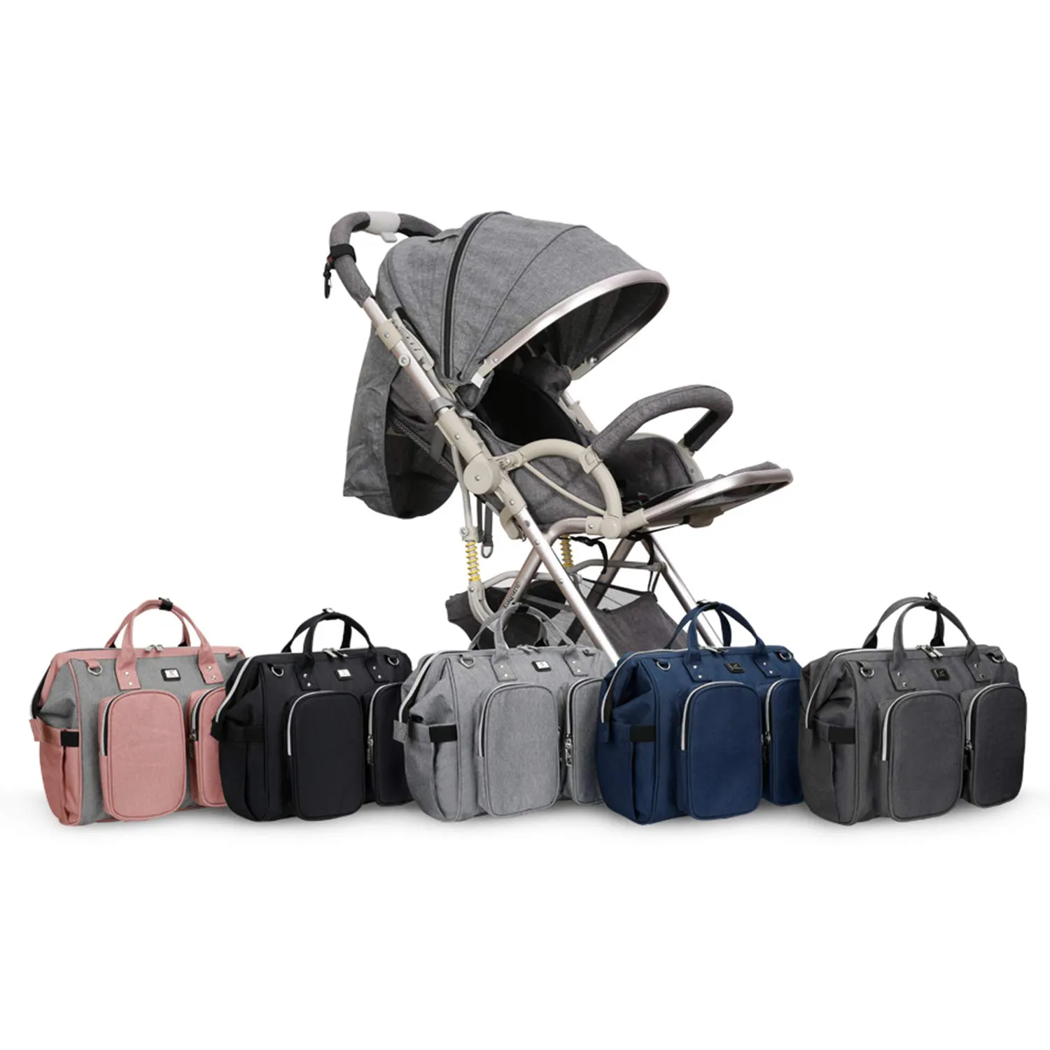 Diaper Bag Totes with Changing Pad & Stroller Straps, Large Portable Newborn Baby Bags, Unisex and Stylish Travel Diaper Backpacks for Mom and Dad (Black)