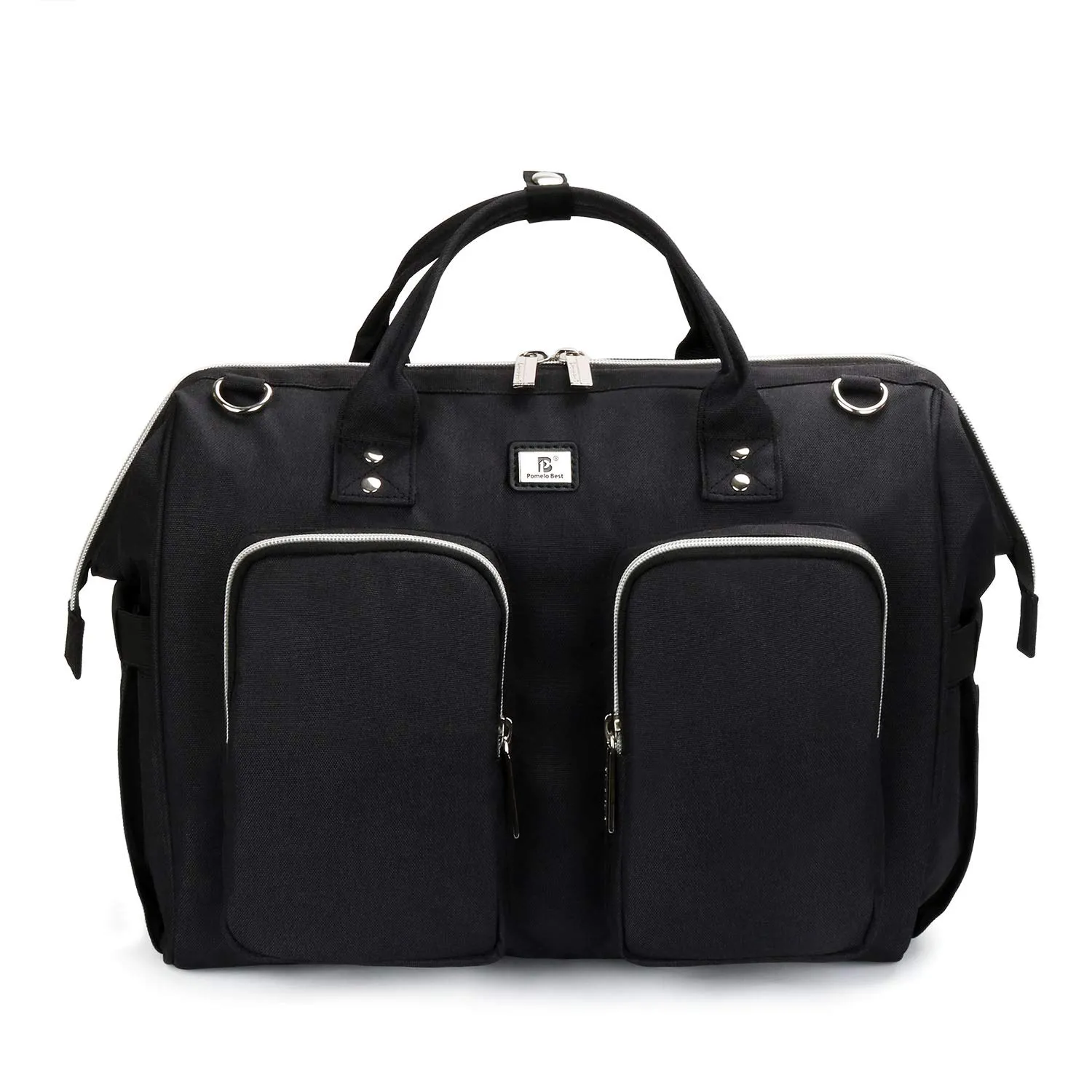 Diaper Bag Totes with Changing Pad & Stroller Straps, Large Portable Newborn Baby Bags, Unisex and Stylish Travel Diaper Backpacks for Mom and Dad (Black)