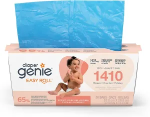 Diaper Genie Easy Roll Refill | 30 Clean Laundry Scent Bags | 65% PCR Film | Fits Platinum, Signature & Deluxe