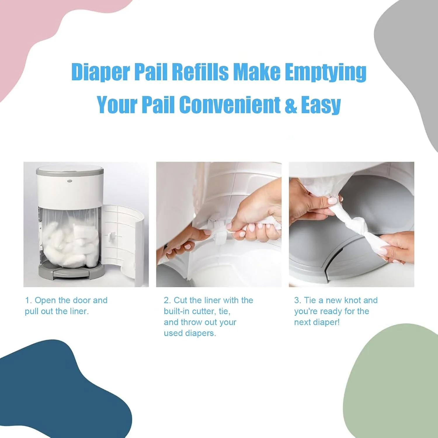 Diaper Pail Refill Bags Compatible with Dekor Plus Diaper Pail Refills| 4 Pack | Extra Thickness | Diaper Trash Bags | Fresh Powder Scent | Holds up to 2320 Diapers