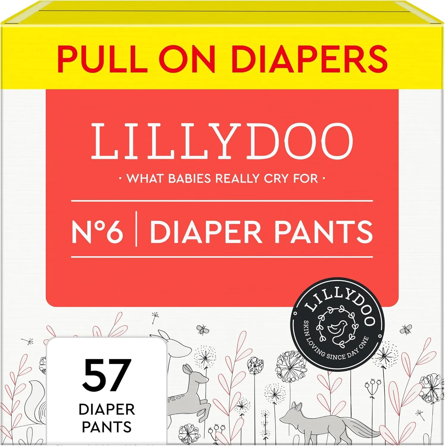 Diaper Pants Toddlers - Size 6 (33  lbs), Half-Monthly Supply (57 Count), Skin-Friendly, Ultrasoft, Chlorine-Free, Snug Fit & Absorbent Pull On Diapers