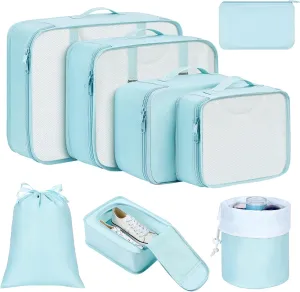 DIMJ Packing Cubes for Travel - Luggage Organizer Bags 8 Pcs Packing Cubes for Suitcases Lightweight Suitcase Organizer Bags set with Makeup Bag for Travel Accessories (Blue)